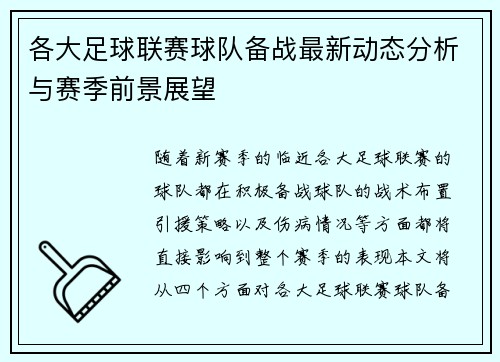 各大足球联赛球队备战最新动态分析与赛季前景展望